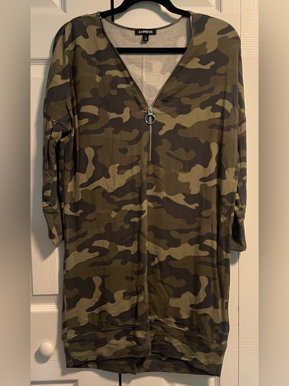 Express Camoufluage V-Neck Mini Dress